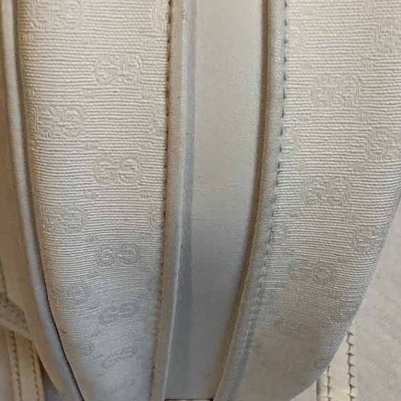 Vintage Gucci Monogram Logo White Canteen Round Crossbody Leather Shoulder Bag - Picture 9 of 14